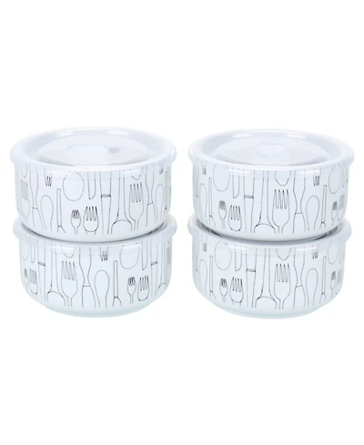 Bia Cordon Bleu Porcelain 30 oz. Cutlery Storage Jars with Lids, Set of 4