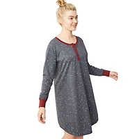 ellos Women's Plus Long Sleeve Henley Sleepshirt