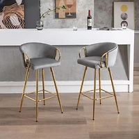 Streamdale 2-Piece 30" Velvet Barstools with Chrome Footrest