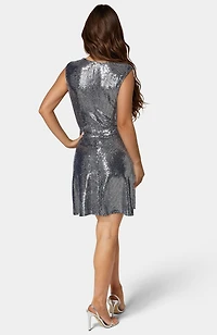 Bebe Women's Cap Sleeve A-Line Disco Dot Dress