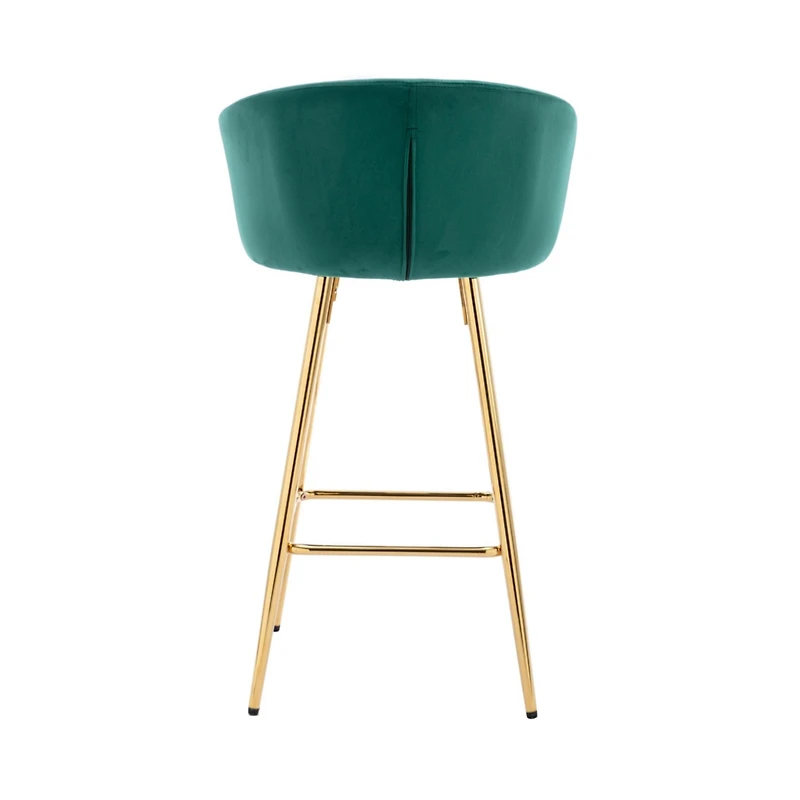 Set of 2 Green Velvet Bar Stools with Chrome Base