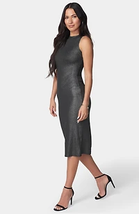 Bebe Women's Foil Rib Sleeveless Maxi Dress