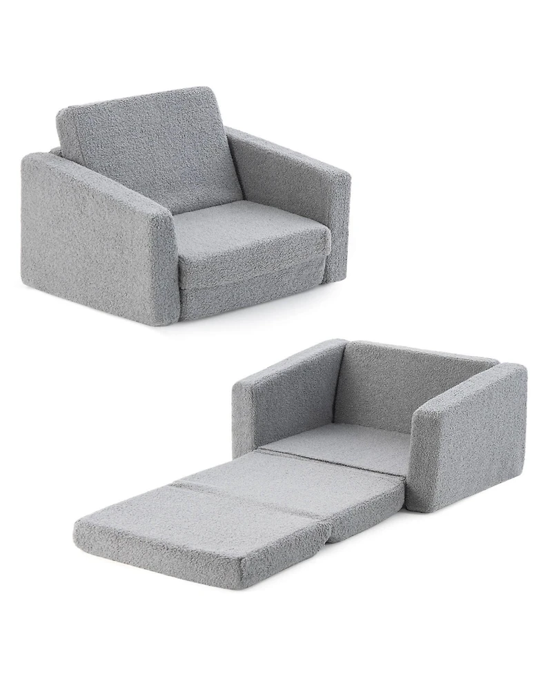 2-in-1 Toddler Fold out Couch Children s Convertible Sofa to Lounger