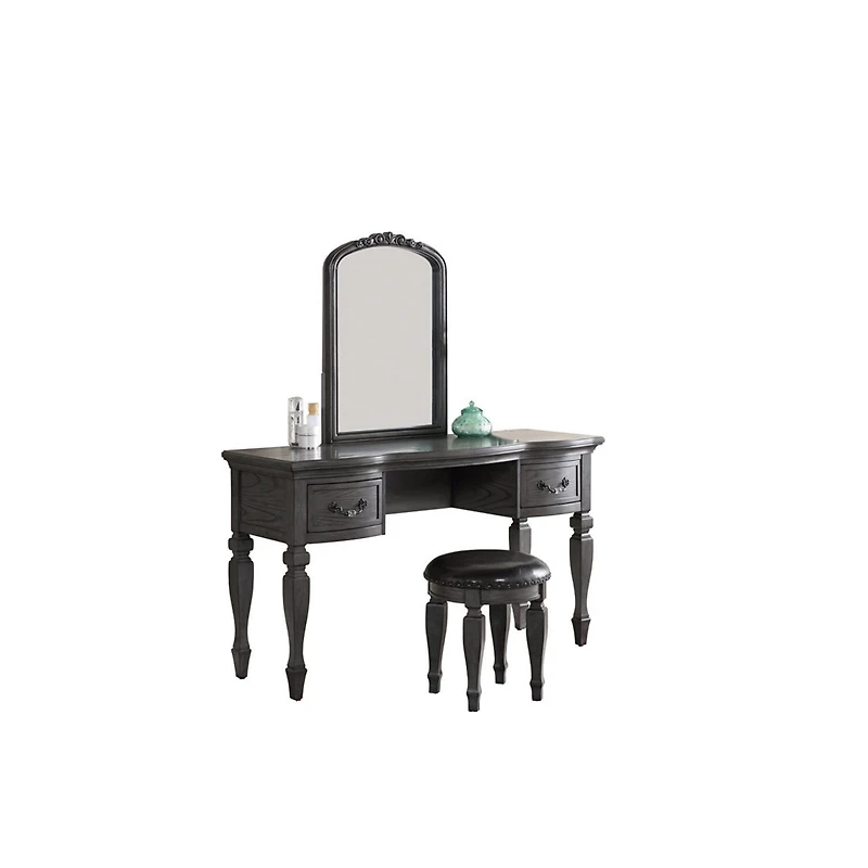 Streamdale Furniture Bedroom Classic Vanity Set Wooden Carved Mirror Stool Drawers Finish