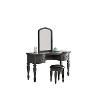 Streamdale Furniture Bedroom Classic Vanity Set Wooden Carved Mirror Stool Drawers Finish