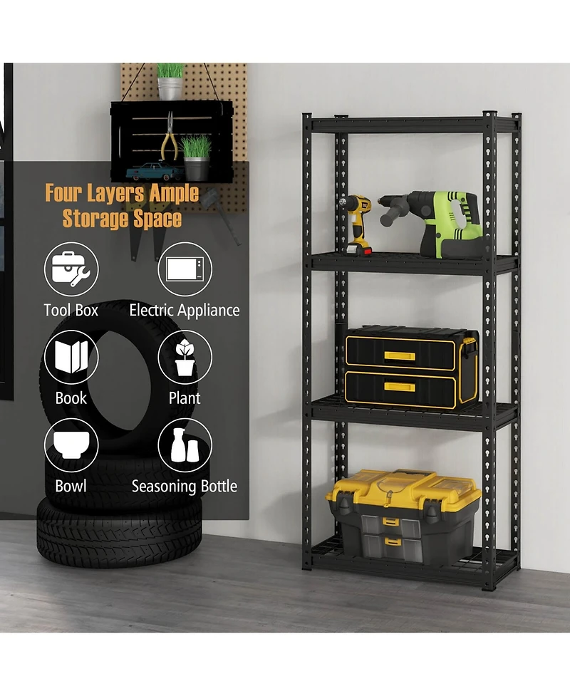 Pcs 4-Tier Metal Shelving Unit Heavy Duty Wire Storage Rack with Anti-slip Foot Pads