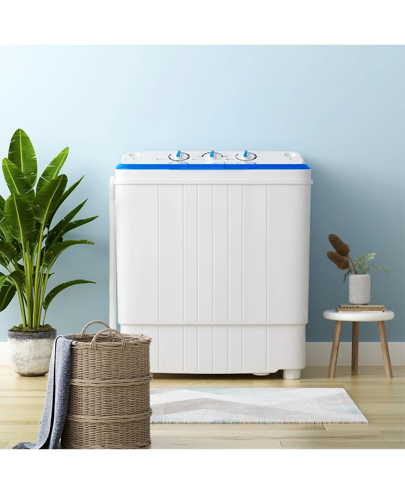 Portable Washing Machine 17.6 lbs Twin Tub Laundry Washer with Drain Pump