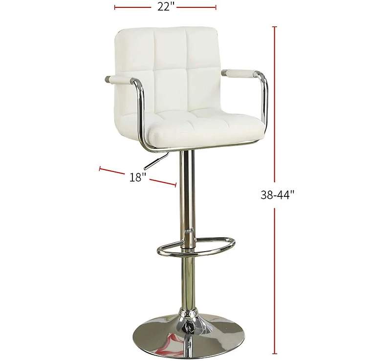 Streamdale Set of 2 White Faux Leather Barstool Chairs