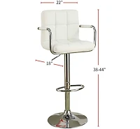 Streamdale Set of 2 White Faux Leather Barstool Chairs