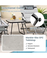 Costway 5pcs Patio Folding Sling Chair Set Ottoman Table Portable Headrest Outdoor Beach