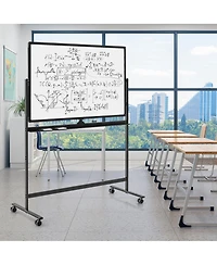Costway 32 x 48'' Portable Rolling White Board Reversible Dry Erase Board