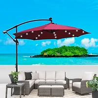 Streamdale 10ft Led Solar Patio Umbrella with Crank and Cross Base