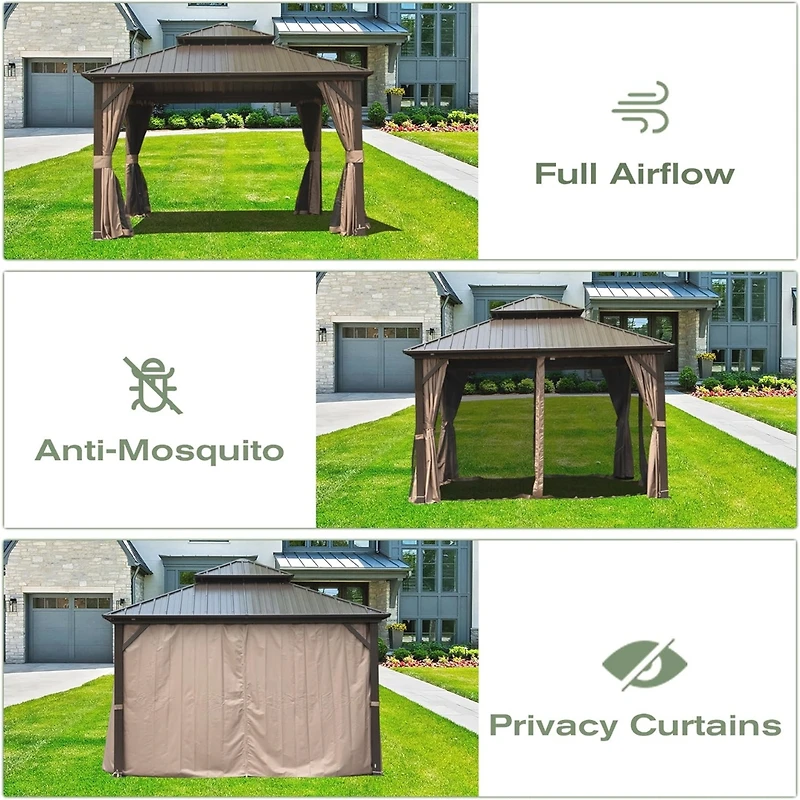 Streamdale 10'x12' Hardtop Metal Gazebo with Double Roof