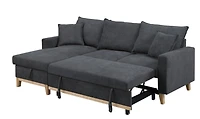 Streamdale Furniture Colton Dark Gray Woven Reversible Sleeper Sectional Sofa With Storage Chaise