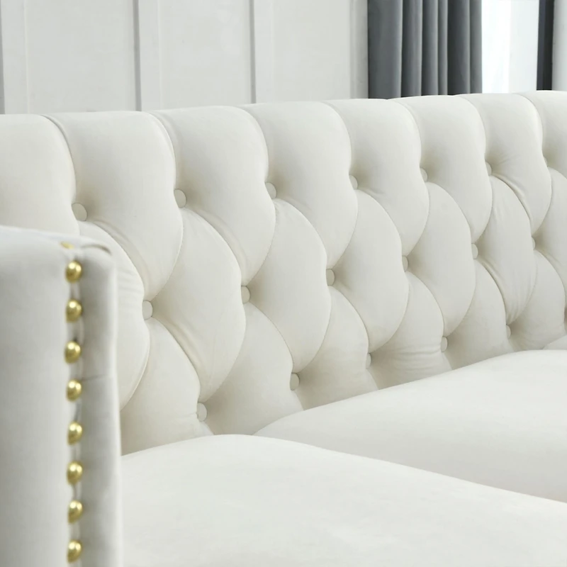 Streamdale Beige Velvet Sofa Set, Modern, 2 Pieces