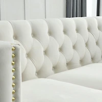 Streamdale Beige Velvet Sofa Set, Modern, 2 Pieces