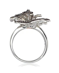 Suzy Levian Sterling Silver Cubic Zirconia Pave Flower Ring