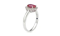 Suzy Levian Sterling Silver Cubic Zirconia Red Oval Halo Ring