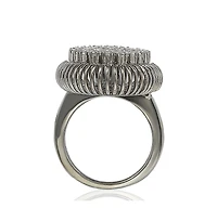 Suzy Levian Sterling Silver Cubic Zirconia Pave Oval Elevated Statement Ring