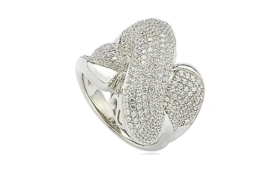 Suzy Levian Sterling Silver Cubic Zirconia Pave Puff "X" Ring