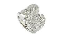 Suzy Levian Sterling Silver Cubic Zirconia Pave Puff "X" Ring