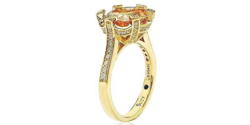 Suzy Levian New York Sterling Silver Cubic Zirconia Orange Cocktail Ring