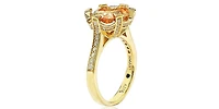 Suzy Levian New York Sterling Silver Cubic Zirconia Orange Cocktail Ring