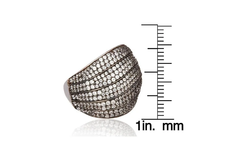 Suzy Levian Sterling Silver Cubic Zirconia Tiered Curved Dome Ring