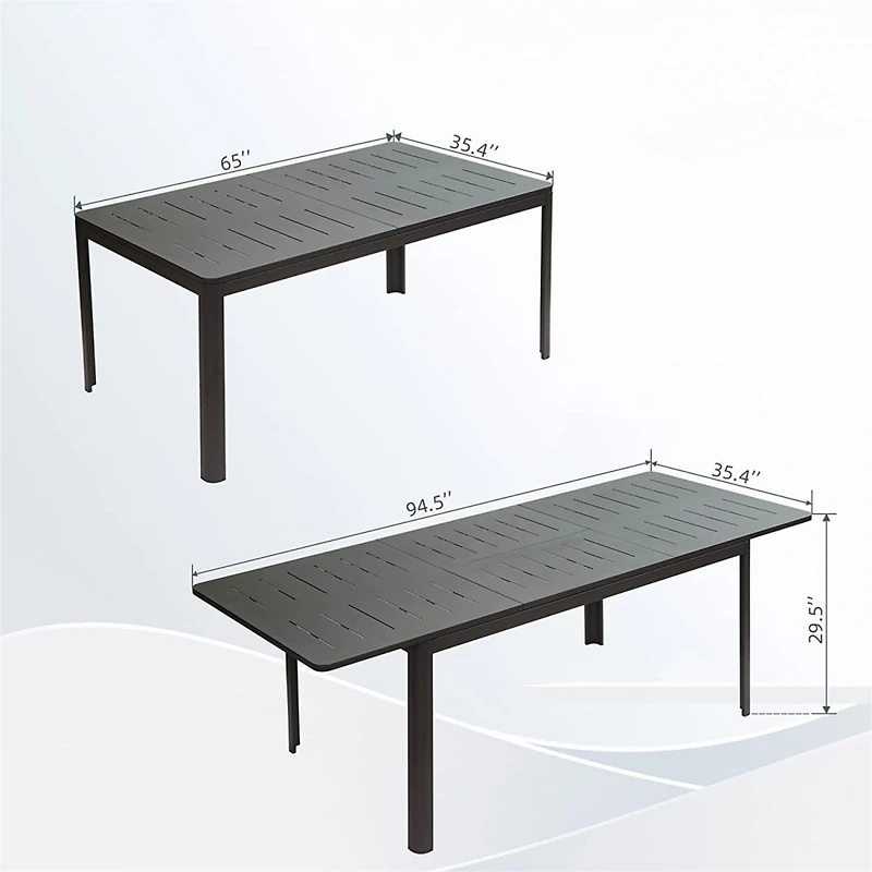 Outdoor Expandable Metal Table for 6-8 People