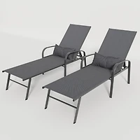 Streamdale 2 Pieces Set Outdoor Patio Swimming Pool Lounge Gray Color With Pillow