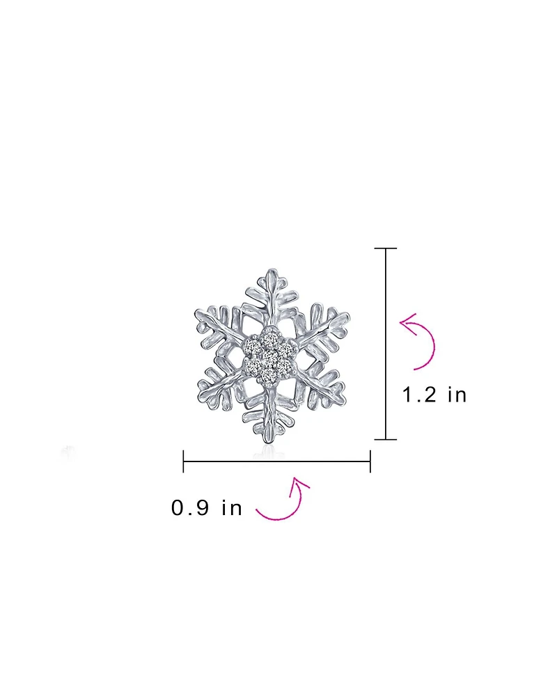 Bling Jewelry Petite Holiday Cz Cubic Zirconia Snowflake Stud Earrings Sterling Silver