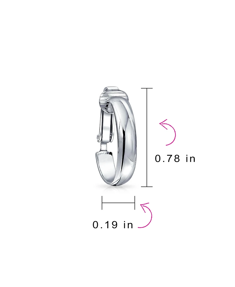 Bling Jewelry Classic Basic Simple Lightweight Clip On Hoop Earrings Non Pierced Ears Sterling Silver .75 Diameter