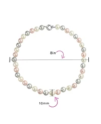 Bling Jewelry Hand Knotted Multi-Color Blue Grey Shell Imitation Pearl Strand Necklace 14MM