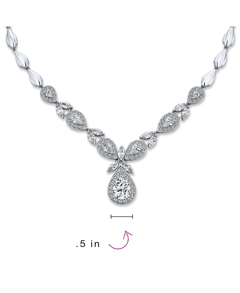 Bling Jewelry Jewelry Set Marquise Leaf Starburst Necklace & Earrings Silver Plated