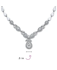 Bling Jewelry Jewelry Set Marquise Leaf Starburst Necklace & Earrings Silver Plated