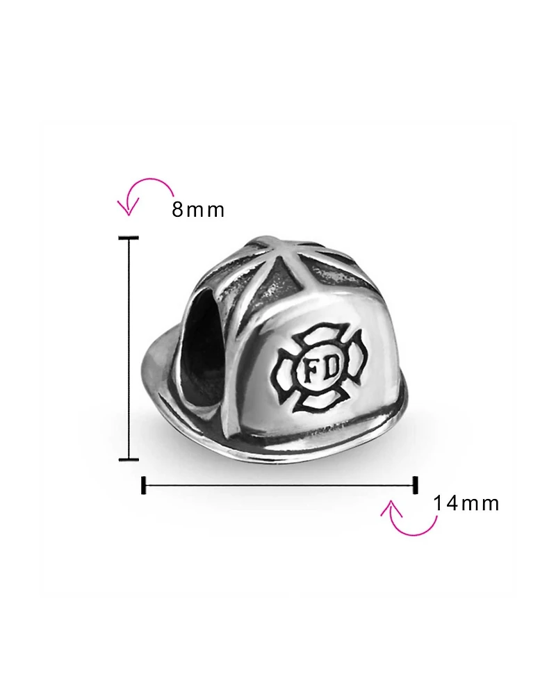 Bling Jewelry Fireman Fire Department Firefighter Hat Helmet Charm Bead Wife Oxidized Sterling Silver Fits European Bracelet