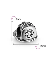Bling Jewelry Fireman Fire Department Firefighter Hat Helmet Charm Bead Wife Oxidized Sterling Silver Fits European Bracelet