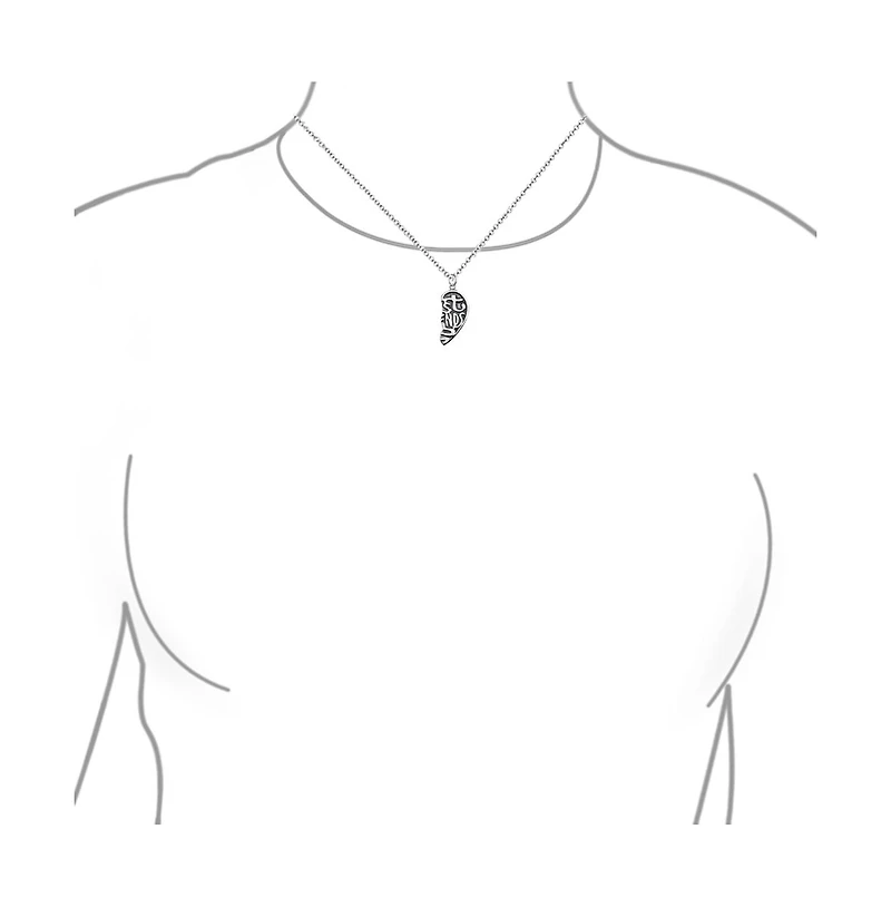 Bling Jewelry 2 Pcs Bff Split Heart Puzzle Pendant Necklace in Sterling Silver