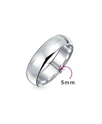 Bling Jewelry Plain Simple Dome Couples Sterling Silver Band Ring 5MM