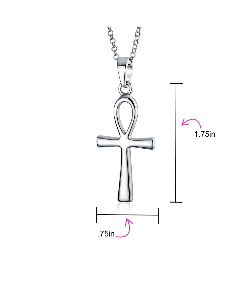 Bling Jewelry Key To Life Egyptian Ankh Cross Pendant Necklace Sterling Silver