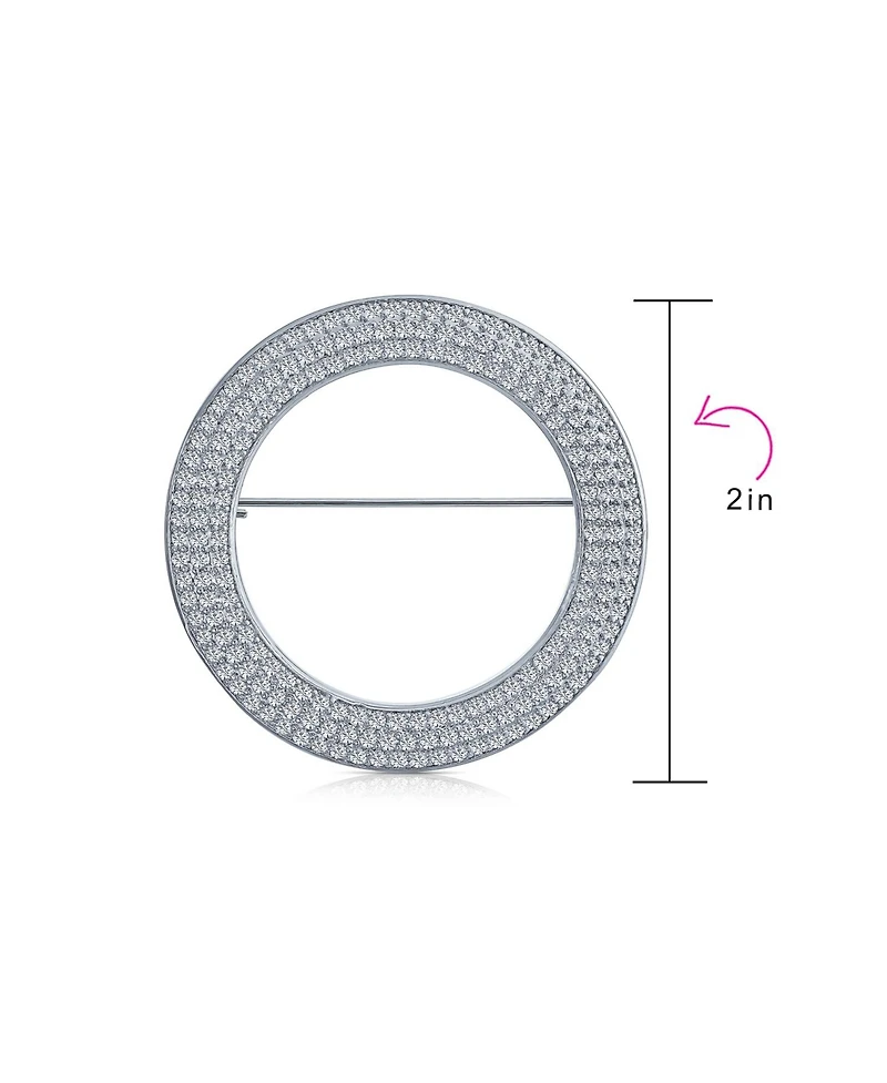 Bling Jewelry Eternity Cubic Zirconia Pave Cz Scarf Round Circle Brooch Pin For