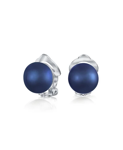 Bling Jewelry Button Style Freshwater Cultured Pearl Clip On Ball Stud Earrings Sterling Silver Non Pierced Ears