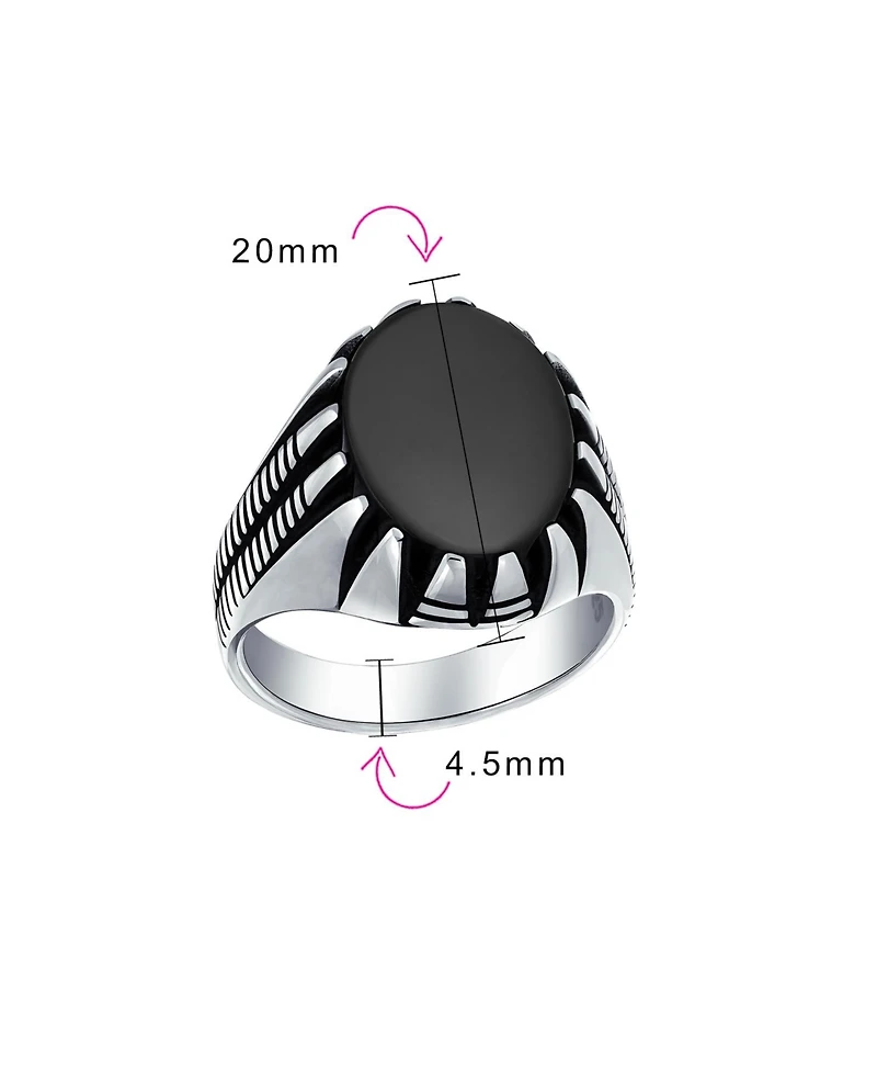 Bling Jewelry Biker Animal Claw Set Large Oval Cabochon Signet Statement Western Ring Oxidized Silver