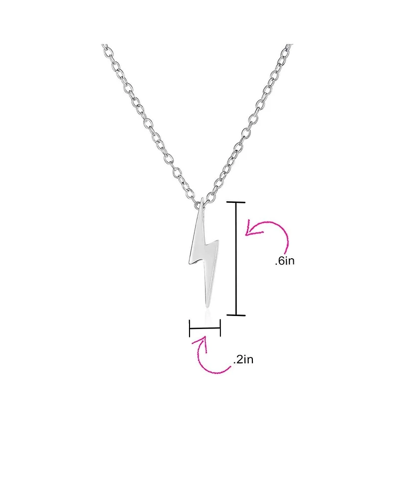 Bling Jewelry Minimalist Geometric Lightning Bolt Pendant Necklace with Cz in Gold Plated Silver