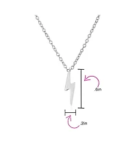 Bling Jewelry Minimalist Geometric Lightning Bolt Pendant Necklace with Cz in Gold Plated Silver