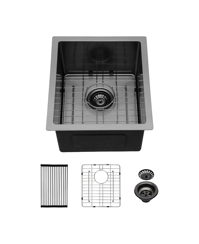 Streamdale 10" Deep Gunmetal Black Stainless Steel Kitchen Sink