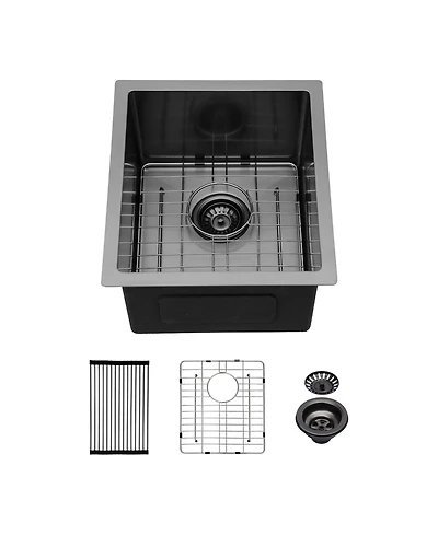 Streamdale 10" Deep Gunmetal Black Stainless Steel Kitchen Sink