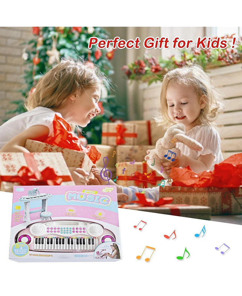 Costway 37-Key Kids Piano Keyboard Playset Electronic Organ Light