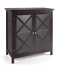 Kitchen Storage Cabinet Buffet Sideboard w/ Glass Doors & Adjustable Shelf