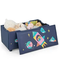 Kids Upholstered Storage Ottoman Bench Versatile Toy Chest Footrest Stool